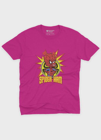 Розовая демисезонная футболка для девочки с принтом супергероя - человек-паук (ts001-1-fuxj-006-014-035-g) Modno