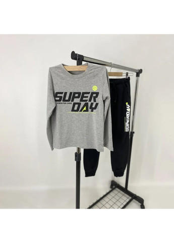 Черный зимний детский зимний костюм-тройка для мальчика из тринитки на флисе Kids