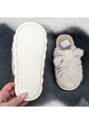 Бежевые тапочки женские домашние закрытые с большими ушками Fashion