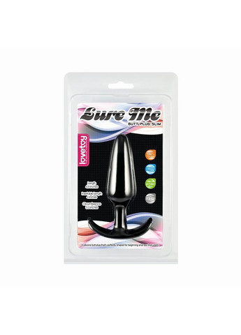 Анальна пробка силіконова чорна 10 х 2,5 см якір вузька ручка підходить для носіння Anal Plug Size S Lovetoy (317747711)