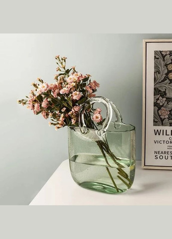 Стеклянная ваза для цветов в форме Сумки 20x11x26 см Bubble Bag, Зелёная More (299914626)