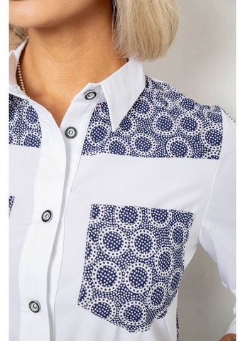 Сорочка класична з принтом, колір біло-синій, 230R7214 Ager (373031798)