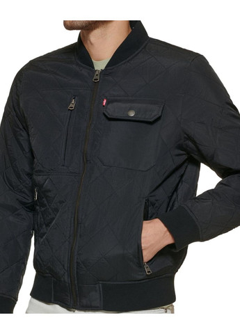 Комбинированная демисезонная мужская угла-бомбер, черного цвета, размер l Levi's slim fit