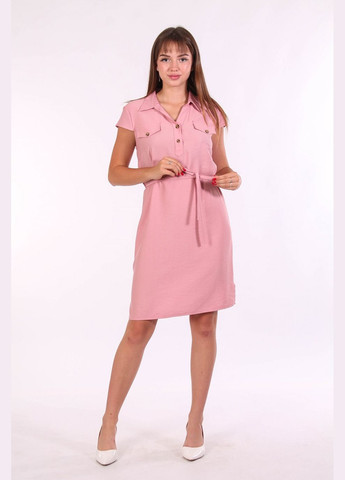 Пудрова кежуал сукня літня жіноча 0041 льон жатка пудрова Актуаль