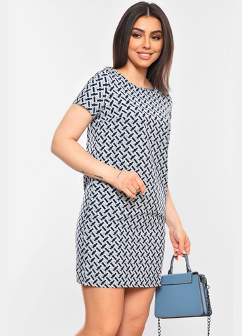 Блакитна повсякденний сукня жіноча блакитного кольору з принтом силуетна Let's Shop однотонна