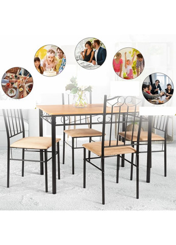 Комплект меблів Sofi стіл і 4 м'яких стільці Costway (361952966)