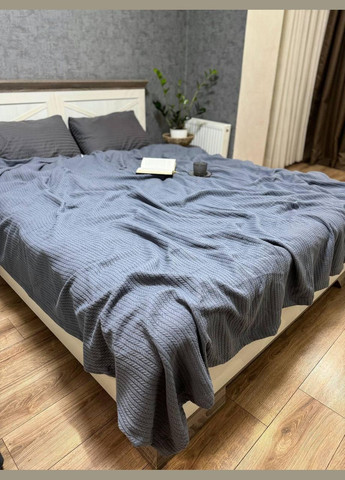 Плед косичка пике легкий Графит темный Евро (ВЕ2200В01) No Brand (308755110)