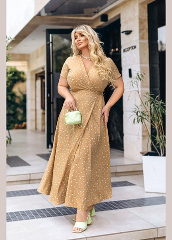 Бежева довга літня сукня в квітковий принт Fashion Girl