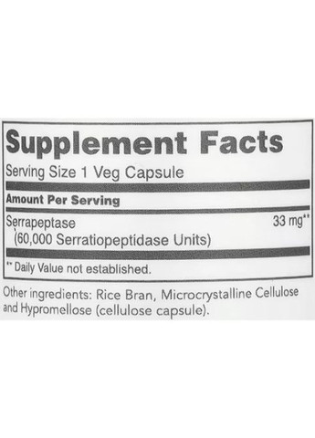 Serrapeptase 60000 Units of Activity 60 Veg Caps Protocol for Life Balance (315885871)