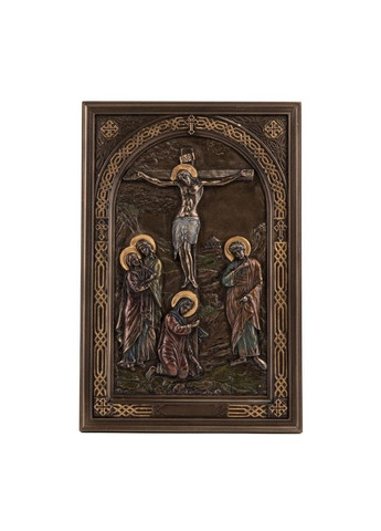 Настінна ікона Розп'яття Ісуса 23х15х1,3см 76555 полістоун покритий бронзою Veronese (302238977)