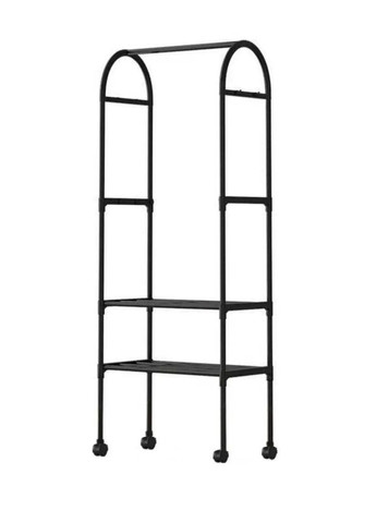 Підлогова вішалка металева стійка для одягу на колесах пересувна з стелажем для взуття Чорний (465609А) Good Idea (352061152)
