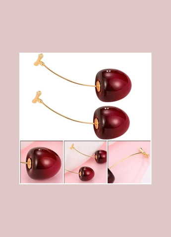 Серьги вишенки шары красные бордовые в виде вишен No Brand (339104041)