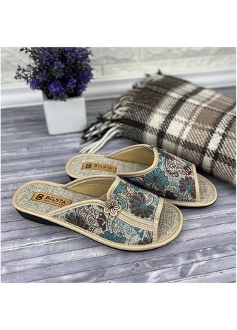 Бежевые тапочки жiночi текстильнi е-00166-1 бежевi No Brand