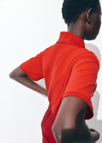 Красная женская футболка-поло H&M однотонная