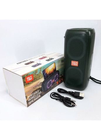 Портативная колонка TG333 2x5W с RGB подсветкой, аккумуляторная колонка для музыки. Цвет: зеленый T&G (365731645)