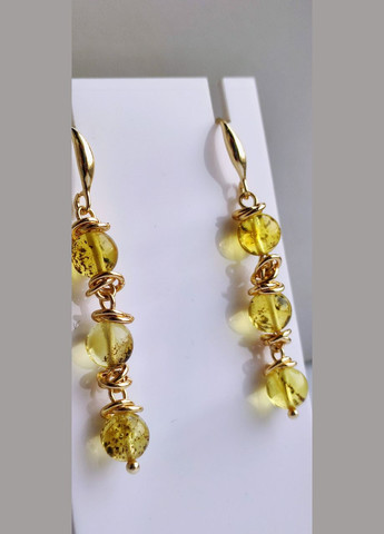 Сережки 2557 з натурального бурштину Медовий відтінок MINOV (311310498)