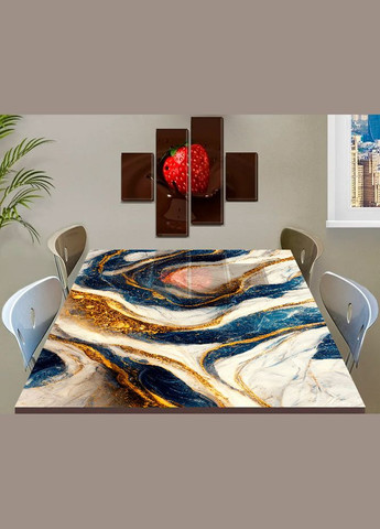 Наліпка на стіл Синьобілий мармур із золотом 60 х 100 см Декоинт (278286864)