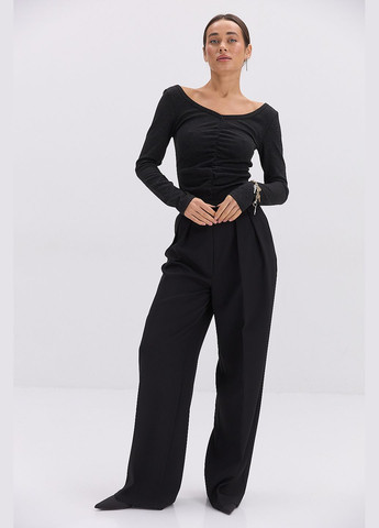 Женская трикотажная кофточка черная с драпировкой спереди Arjen (317233827)