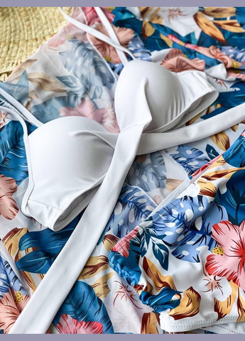 Блакитний літній купальник + туніка (блакитний) роздільний Ghazel