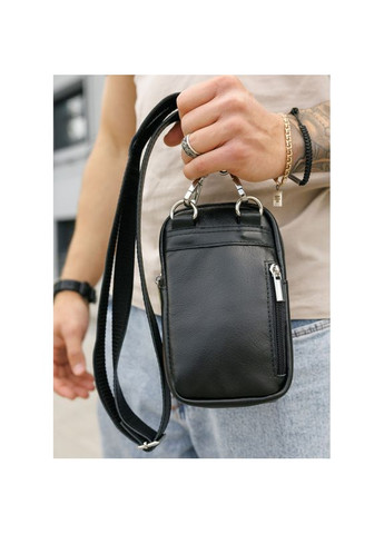 Черная мужская кожаная сумка для телефона Sambag (340905073)
