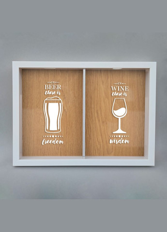 Двойная рамка копилка "Wine wisdom, Beer freedom" для пробок (BDDOUBLE-08) white-brown BeriDari (293509415)