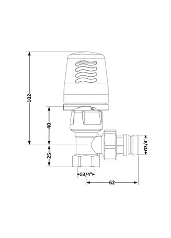 Кран радиаторный термостатический 3/4"ВН угловой №764+940 Icma 82764AE06940 (346492749)