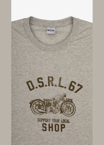 Серая футболка с принтом мужская 4026bp серый shop (2000990960139) Demos