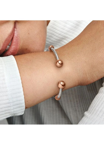 Срібний відкритий браслет-бангл Пандора із застібками з покриттям 14K рожевим золотом 588291 Kabluchka (355344744)