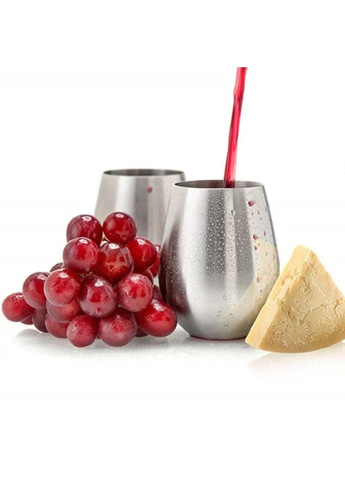 Бокал для питья без ножки Bar House для красного вина из нержавеющей стали премиум-классу 500 мл Серебристый No Brand (341827957)