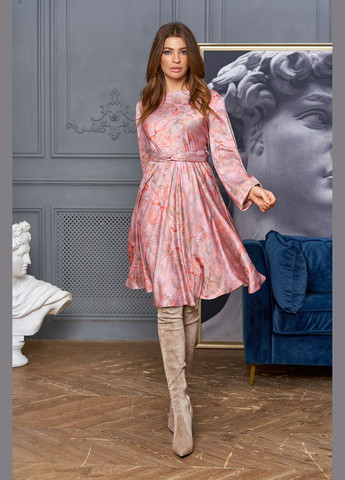 Персиковое повседневный, кэжуал, вечернее платье-трансформер персикового цвета платье-трансформер Jadone Fashion с абстрактным узором