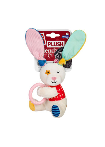 Игрушка для собак Зайка с кольцом и пищалкой Plush Friendz, текстиль, термопластическая резина, 16 см GiGwi (322641508)