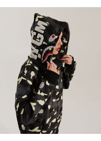 Худи чёрный Bape A Bathing Ape Shark White City Camo Full Zip Hoodie Mens (356677669)
