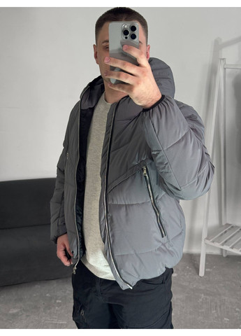 Сіра демісезонна курточка на пуху Україна