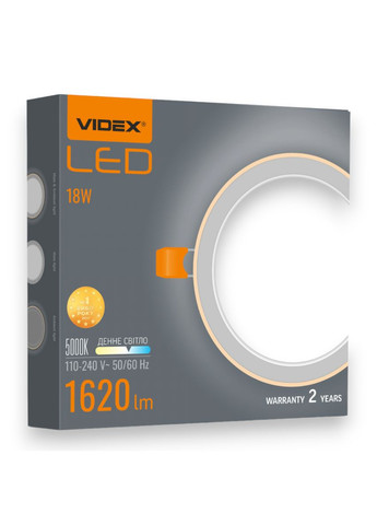 Точечный светильник с декоративной подсветкой 12W+4W 5000K+2700K VLDL4R-1252 встраиваемый круглый Videx (283299755)
