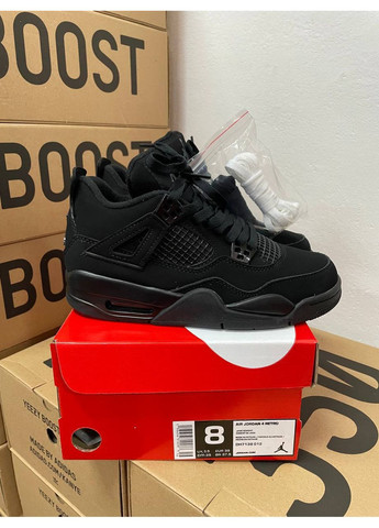 КРОСІВКИ ЖІНОЧІ NIKE JORDAN 4 BLACK CAT НАЙК АІР ДЖОРДАН No Brand чорні демісезони (367167026)