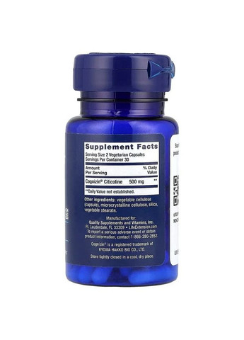 Харчова добавка Cognizin 250 мг 60 капсул Life Extension (361114152)