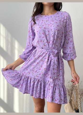 Фіолетова жіноча сукня з поясом колір лаванда р.42/44 454111 New Trend