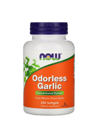 Чеснок Odorless Garlic 50 мг концентрированный экстракт 250 желатиновых капсул Now Foods (263516168)