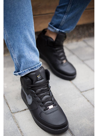 КРОСІВКИ ЖІНОЧІ NIKE AIR FORCE 1 HIGH BLACK НАЙК АІР ФОРС 1 ПРЕМІУМ No Brand чорні зими (367169781)