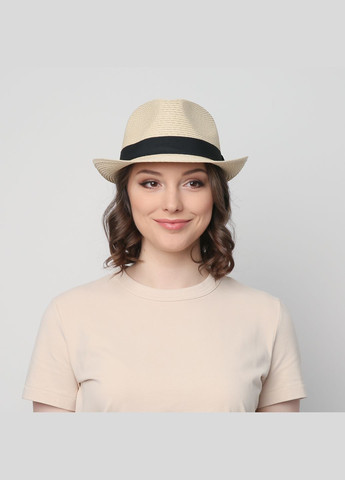 Шляпа трилби женская бумага бежевая JOYCE LuckyLOOK 844-095 (289478371)
