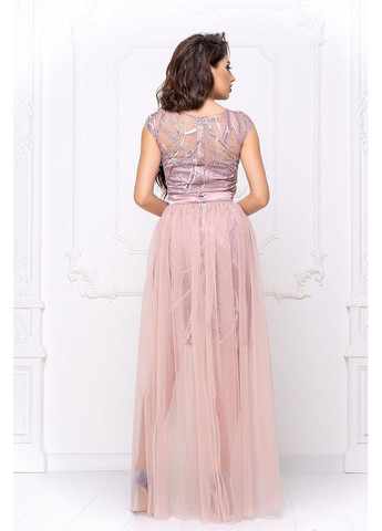 Рожева святковий, коктейльна, вечірня коктейльна сукня атлас вишивка 20028 фрезова Tanita-Romario