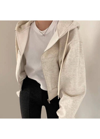 Укороченная толстовка тёплая на флисе с молнией и капюшоном Nositi 326-14 (361659501)