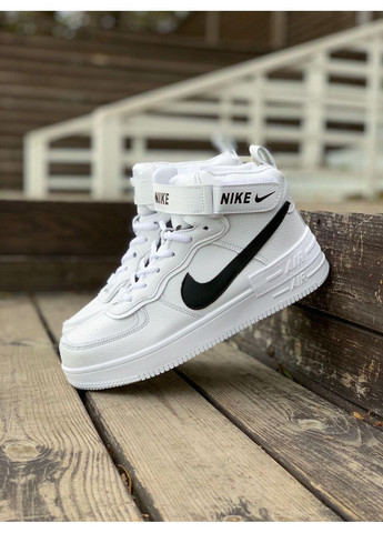 КРОССОВКИ ЖЕНСКИЕ NIKE AIR FORCE SHADOW WHITE «BLACK LOGO» НАЙК АИР ФОРС 1 ПРЕМИУМ No Brand чёрные зима (368885292)