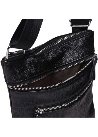 Сумка планшет через плече чоловіча з натуральної шкіри для телефону та для документів маленька Чорний 37969 Borsa Leather (355245128)