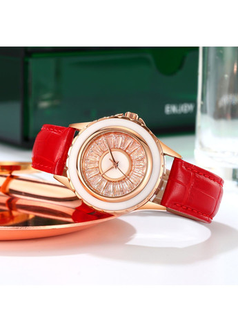 Годинник в стилі Рожеве золото з червоним ремінцем для жінок кварцові стрілочні класичні ProDobro (367264455)