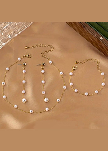 Комплект чокер, браслет и сережки бусины ( имитация жемчужин) No Brand (335064390)