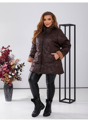 Темно-коричнева зимня комфортна зимова куртка Sofia 1534