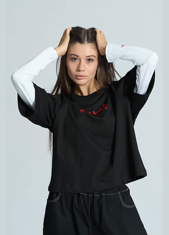 Жіночий оверсайз лонгслів Crush чорно-білий OGONPUSHKA (316302513)