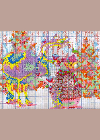 Набор для вышивания по нанесённой на канву схеме "Elk and snowman ".AIDA 14CT printed, 38*29 см Joy Sunday (313614377)