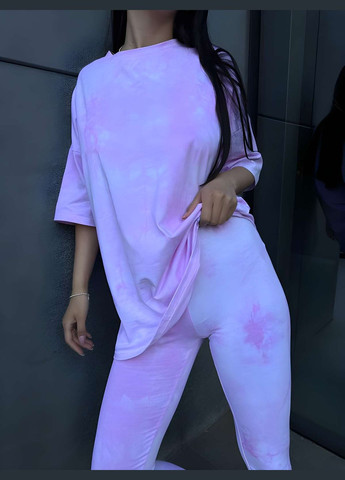 Женский качественный летний костюм тройка лосины, шорты и варенка футболка тай-дай No Brand (333143156)